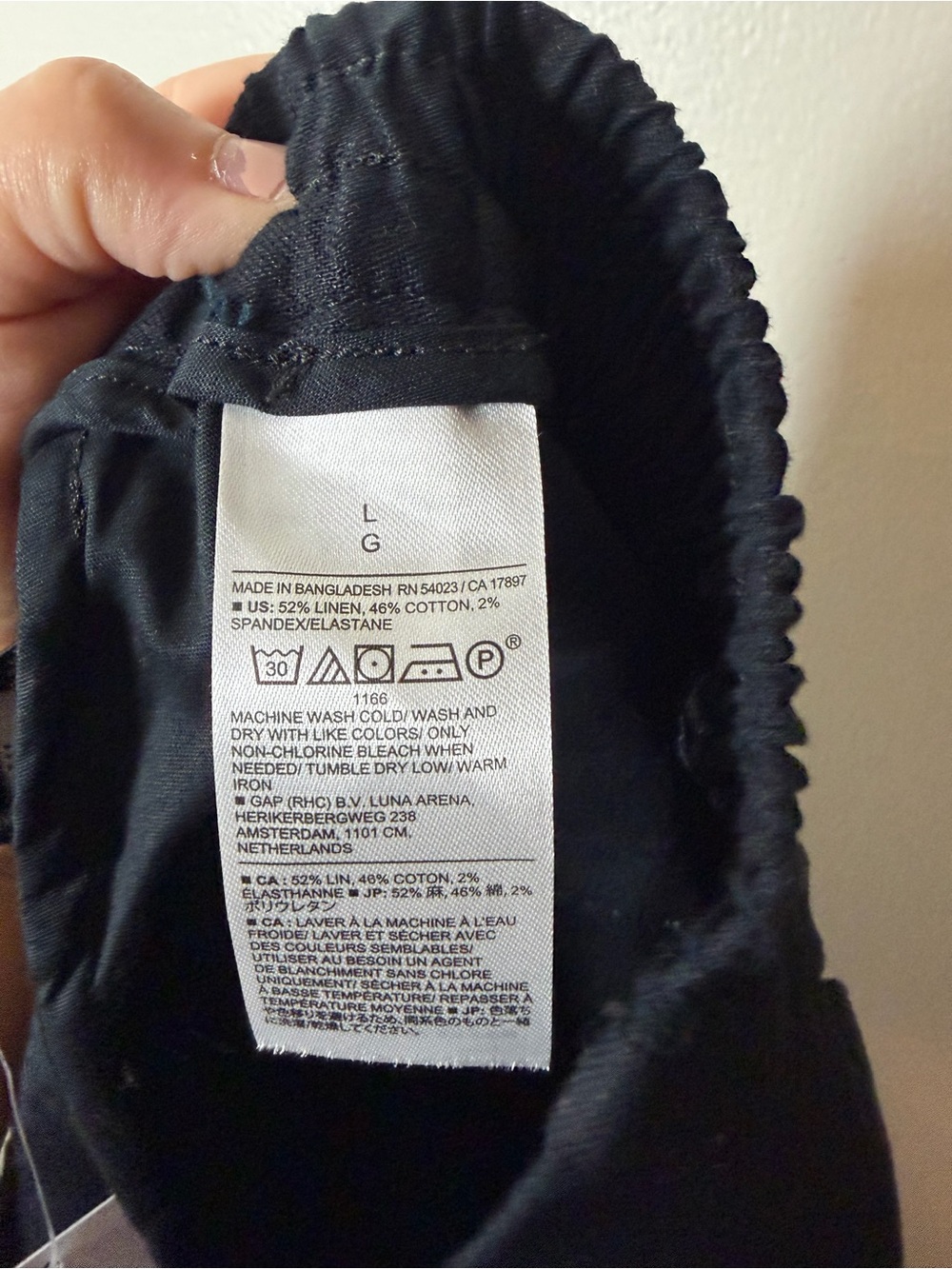 Banana Republic Wide Rise Cropped Linen Blend Black Pants size Large - Picture 9 of 10